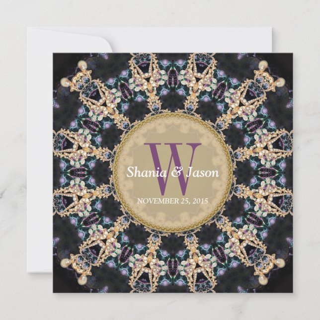 Precious Gems Monogram Wedding Invitation (Front)