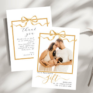 Precious Gift Elegant Photo Baby Shower  Thank You Card