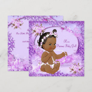 Precious Girl Baby Shower Purple Floral Ethnic Invitation