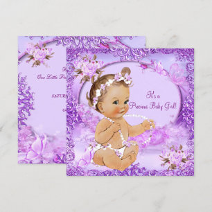 Precious Girl Baby Shower Purple Floral Invitation