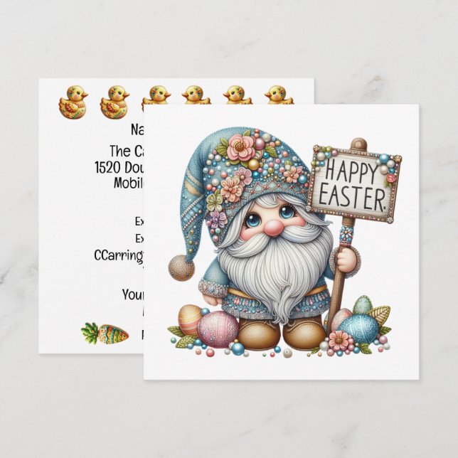 Precious Gnome Easter Theme Invitation (Front/Back)