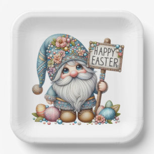 Precious Gnome Easter Theme Invitation Paper Plate