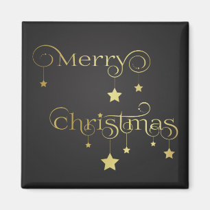 Precious Gold Merry Christmas Stars Magnet