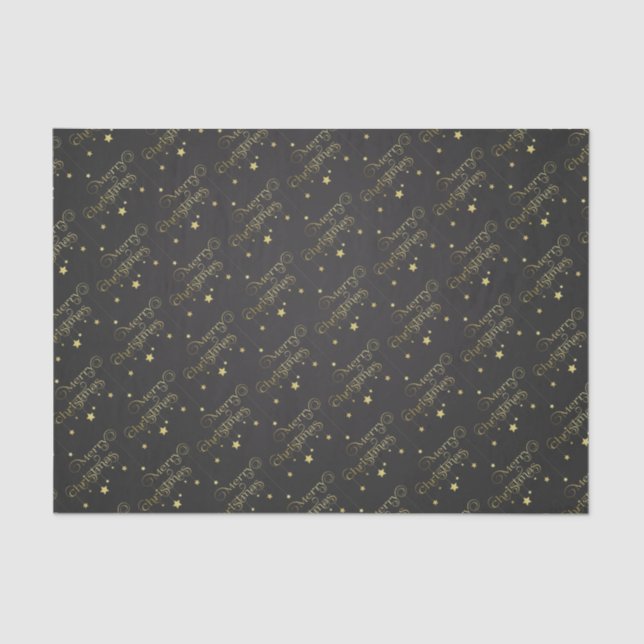 Precious Gold Merry Christmas Stars Tissue Paper (Front)