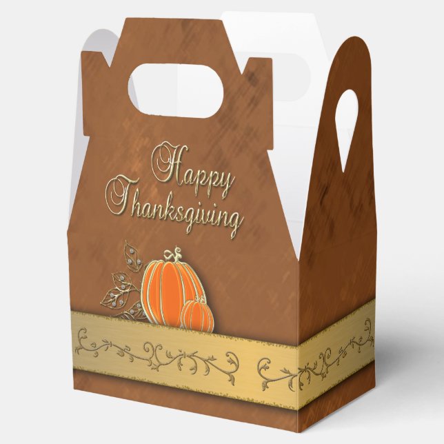 Precious Gold Thanksgiving Pumpkin Leaves Favour Box (Opened)