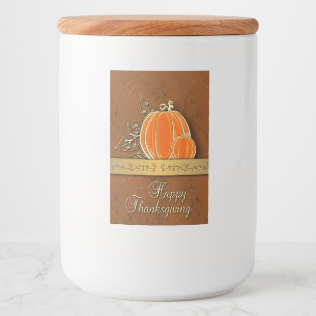Precious Gold Thanksgiving Pumpkin Leaves Food Label (Front)