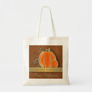 Precious Gold Thanksgiving Pumpkin Leaves Tote Bag