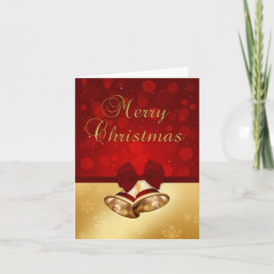 Precious Golden Christmas Bells Holiday Card