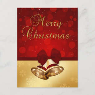 Precious Golden Christmas Bells Holiday Postcard