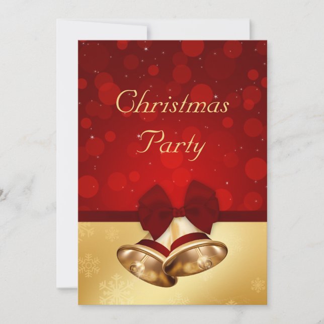 Precious Golden Christmas Bells Invitation (Front)