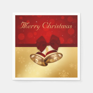 Precious Golden Christmas Bells Napkin