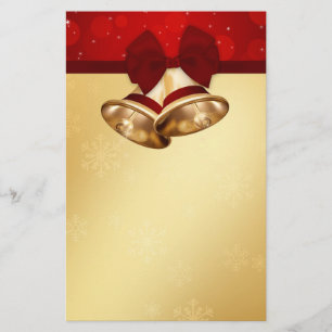 Precious Golden Christmas Bells Stationery