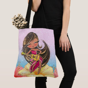 Precious Guitar Girl Tote See Back Bag