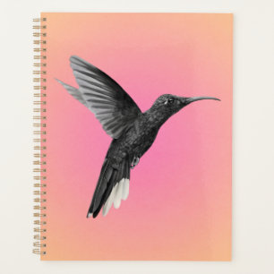 Precious Hummingbird on Pink Orange Planner