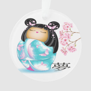 Precious Japanese Kokeshi Doll Ornament