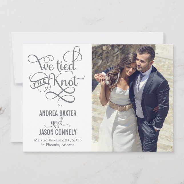 Precious Knot Wedding Announcement - White (Front)