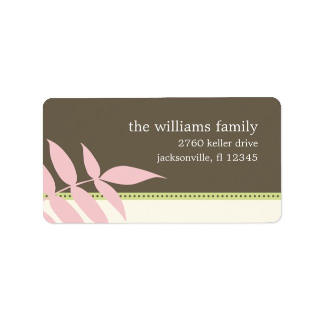 Precious Leaves Address Label - Pink (Front)