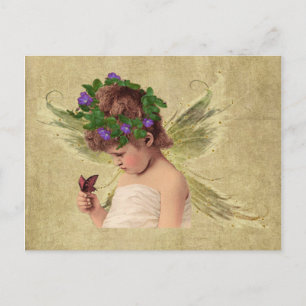 Precious Little Angel Girl w/butterfly- Postcard