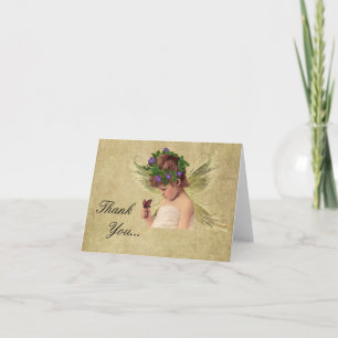 Precious Little Angel Girl w/butterfly- Thank You  Card