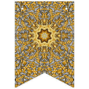 Precious Metal Gold  Silver Vintage Kaleidoscope Bunting