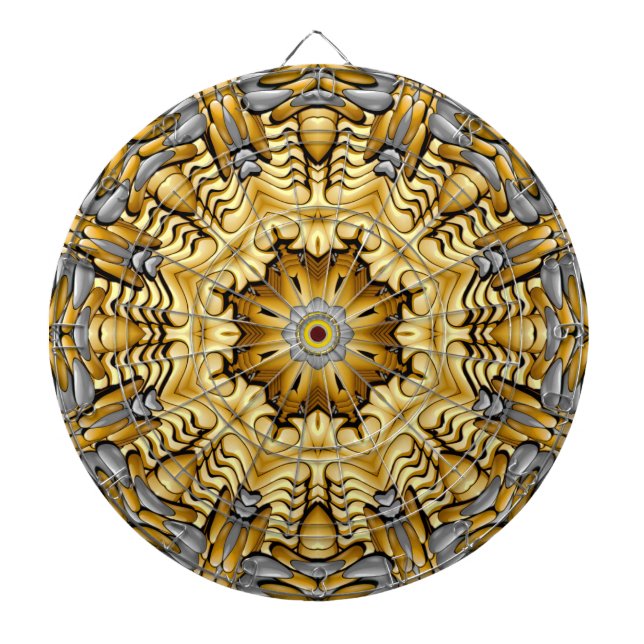 Precious Metal Gold  Silver Vintage Kaleidoscope Dartboard (Front)