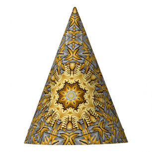 Precious Metal Gold Silver Vintage Kaleidoscope Party Hat