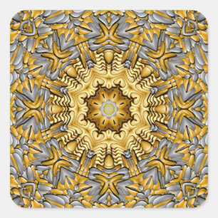 Precious Metal Gold  Silver Vintage Kaleidoscope Square Sticker