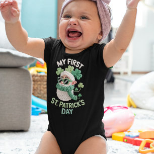 Precious My First St Patricks Day Faux Yarn Set Baby Bodysuit
