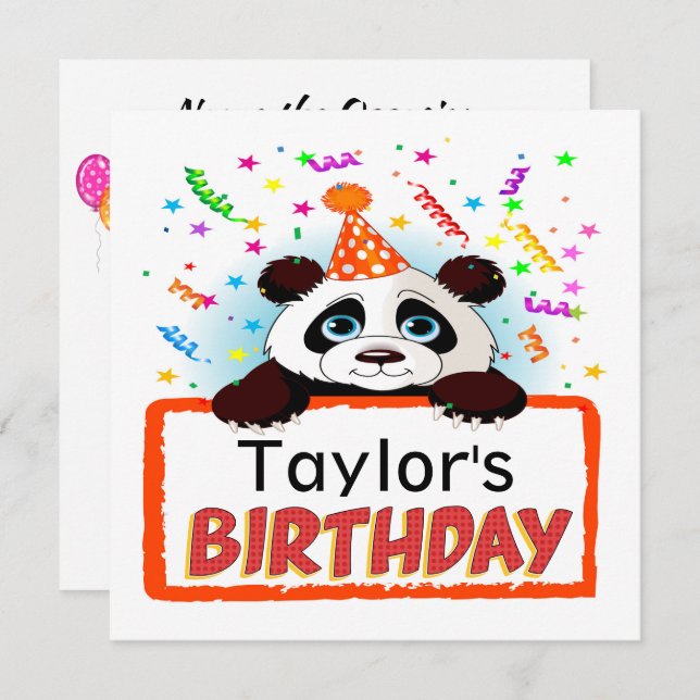 Precious Panda Birthday Invitation (Front/Back)
