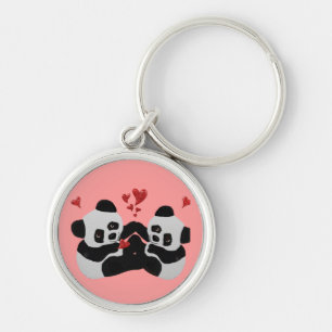 Precious Panda Hearts Key Ring