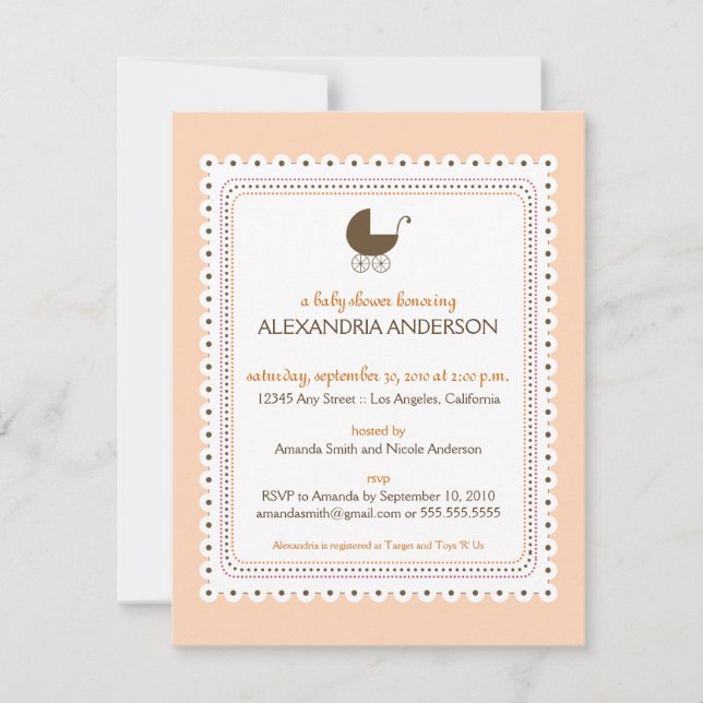 Precious Peach Custom Baby Shower Invitation (Front)