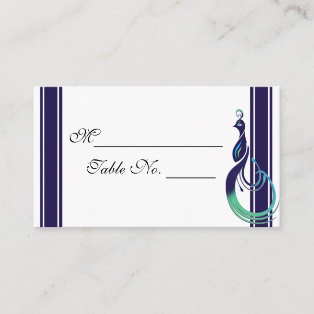 Precious Peacock in Purple Teal and Green Place Ca Card (Front)