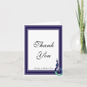 Precious Peacock in Purple, Teal, Green Thank You Card