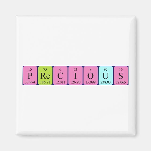 Precious periodic table name magnet (Front)