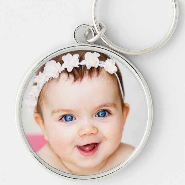 Precious Photo Memory Mother's Day Silver Round  Key Ring (Front)