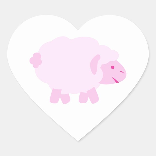 Precious Pink Little Lamb Heart Sticker (Front)
