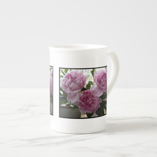 Precious Pink Peonies Bone China Mug (Front Right)