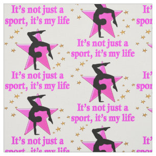 PRECIOUS PINK STAR GYMNASTICS INSPIRATIONAL QUOTE FABRIC