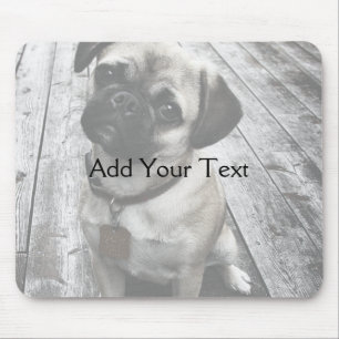 Precious Pug Puppy in Black and White Mouse Mat