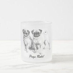 Precious Pugs Black and White Illustration Mugs