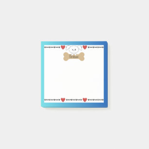 Precious Puppy Bone, Paw and Hearts Personalised  Post-it Notes