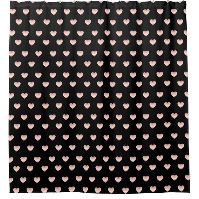 Precious Rose Gold Coloured Shiny Heart Pattern Shower Curtain (Front)
