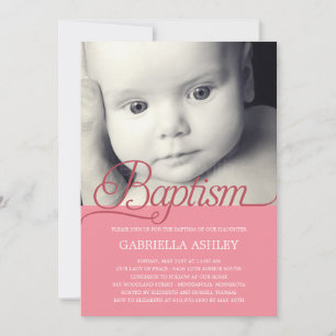 Precious Script Photo Baptism Invitation - Pink