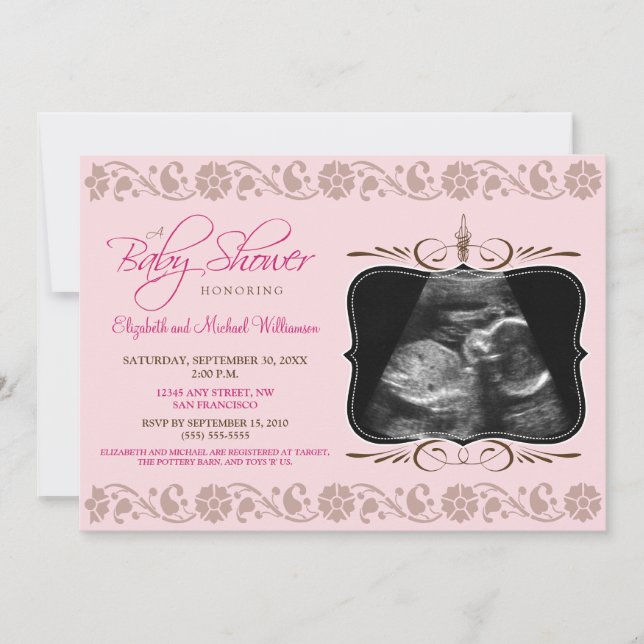 Precious Sonogram Baby Shower Invitation (pink) (Front)