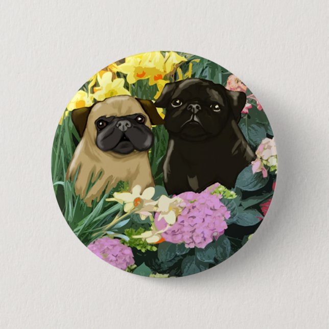 Precious Spring Pugs Buttons (Front)