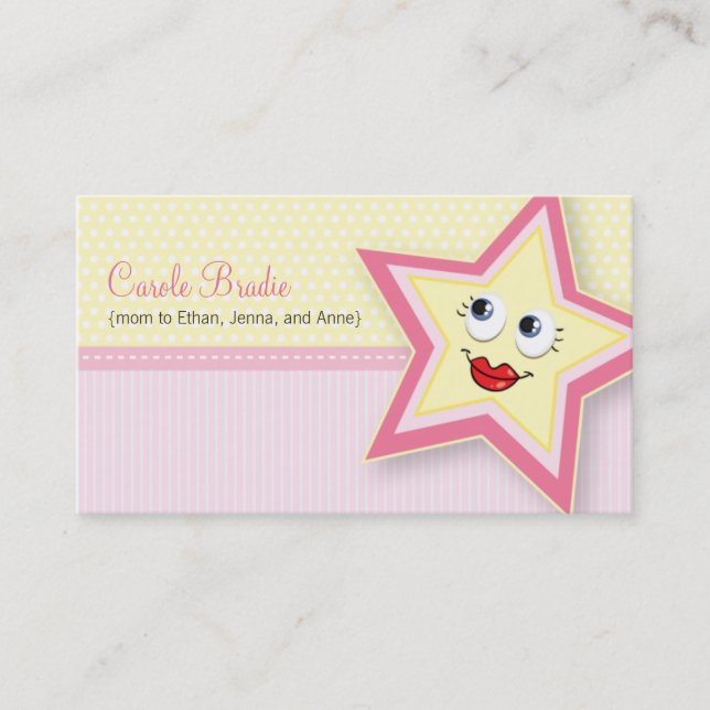 Precious Star Mummy Card Baby Pink Business Card (Front)