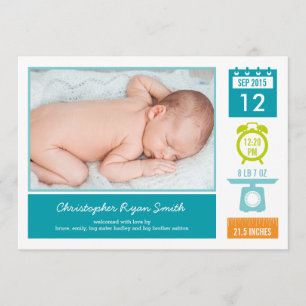 Precious Statistics Birth Announcement - Blue