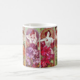 Precious Stones and Flowers, Alphonse Mucha Coffee Mug