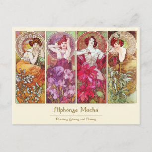 Precious Stones and Flowers, Alphonse Mucha Postcard
