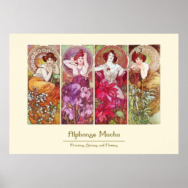 Precious Stones and Flowers, Alphonse Mucha Poster (Front)